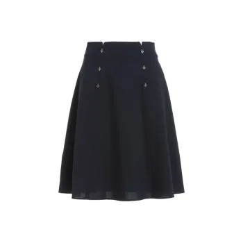 QIAOWANNI Casual Short Skirts Women's Elegant Blue