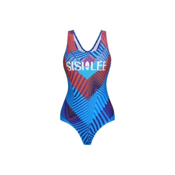 SISII LEE One Piece Swimsuits Women's Rhythm Blue/Red Patchwork