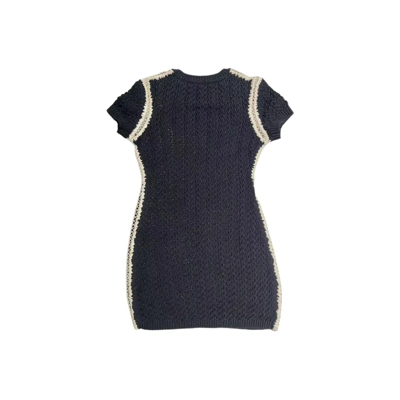 CHANEL 22C Early Spring Vacation Collection Short Sleeved Dress Women's Black-1