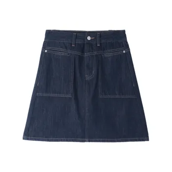 HIPPIEMISS Denim Short Skirts Women's Ink Wash Blue