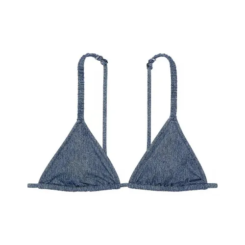 Victoria's Secret PINK SCRUNCHIE TRIANGLE BIKINI TOP / DB Bikini Women's Denim Blue