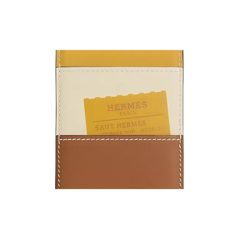 HERMES Magsafe Swift Calfskin Card Holder Women's Gold & Coconut & Sun & Wood-4
