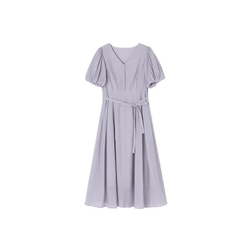 XIANGYING Short Sleeved Dress Women's Light Purple