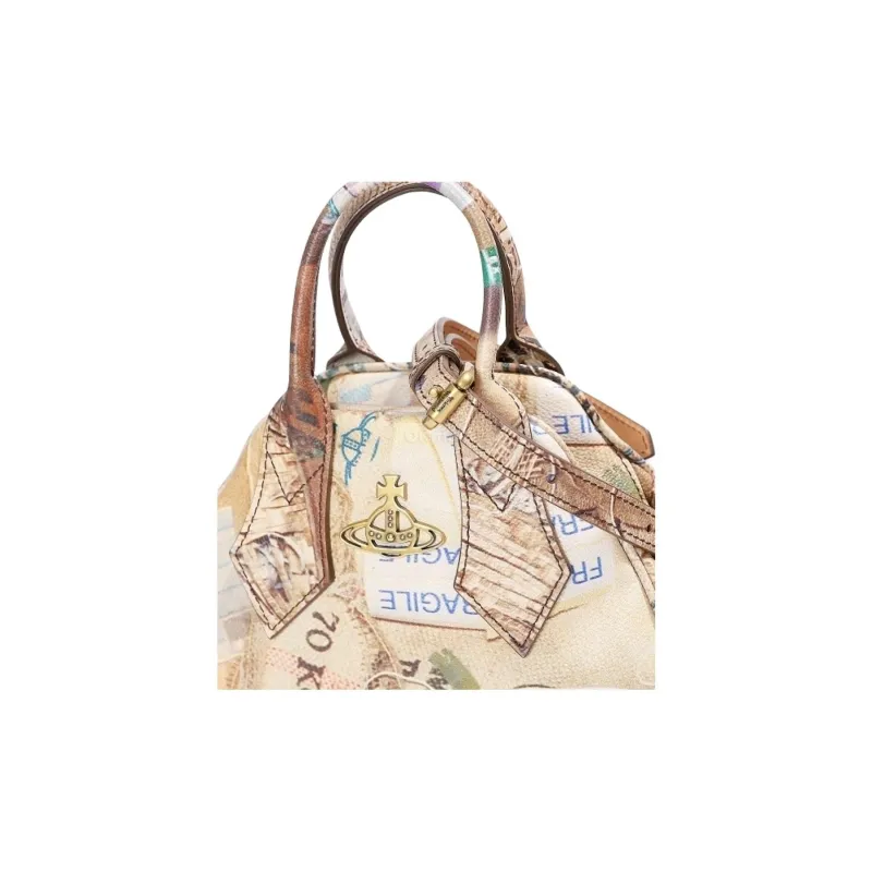 Vivienne Westwood Plant Leather Shoulder Bag, Crossbody Bag, Handbag Trumpets Women's Brown-5