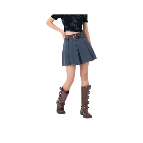 MUSTOFF Casual Short Skirts Women's Denim Blue
