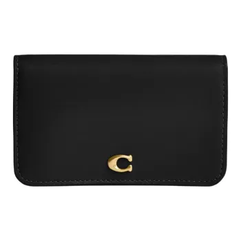 COACH Card Case Calfskin Card Holder Mini Women's Black