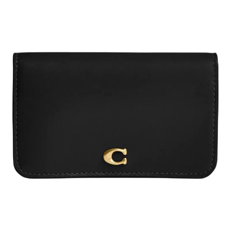 COACH Card Case Calfskin Card Holder Mini Women's Black-0