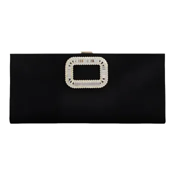 Roger Vivier Silk Satin Clutch Women's Black