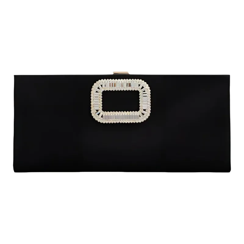 Roger Vivier Silk Satin Clutch Women's Black-0