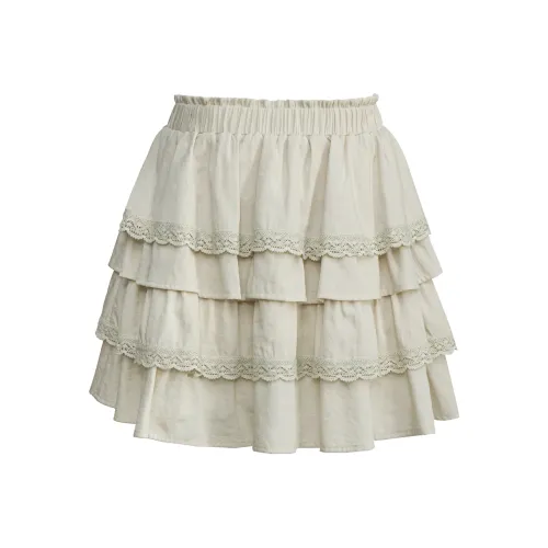 Eggka Casual Short Skirts Women's Apricot