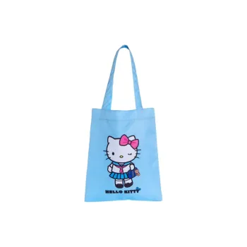 Sanrio Hello Kitty Polyester Tote Bag, Shopping Bag, Handbag, Shoulder Bag Women's Blue