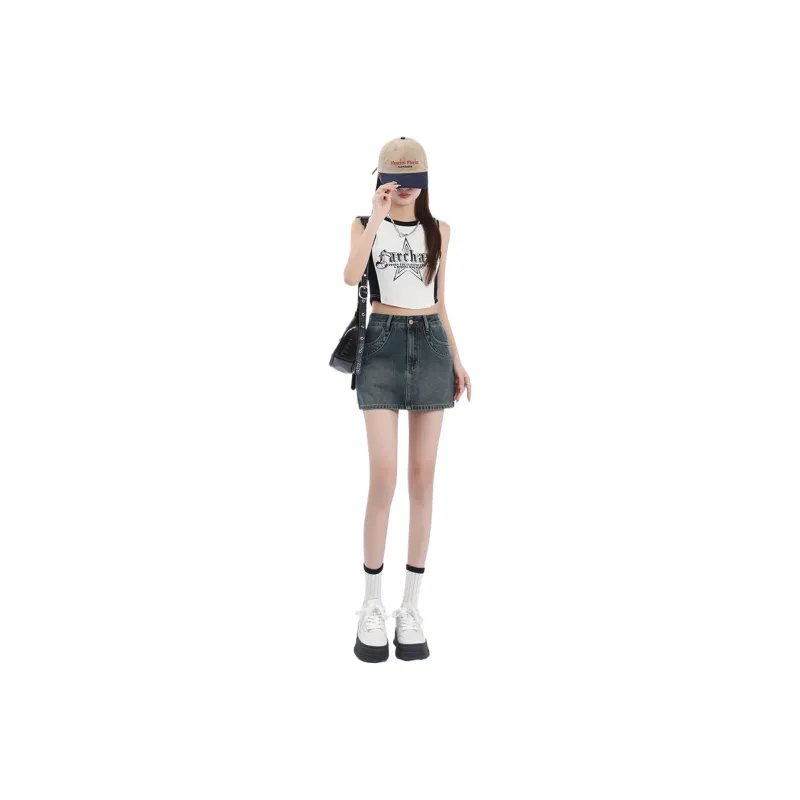 Rose Denim Short Skirts Women's-3