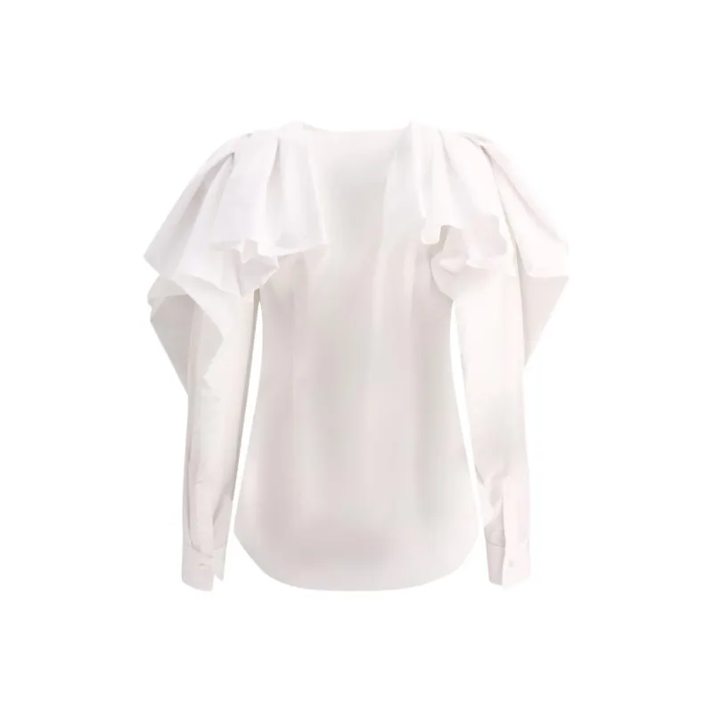 Alexander McQueen Ruffled V Neck Shirt-1