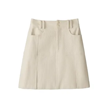 Fstudio High Rise Loose Fit Solid Color Cropped A Line Skirt Casual Short Skirts Women's