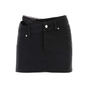 Alexander Wang Dip Side Lace Undie Denim Skirt