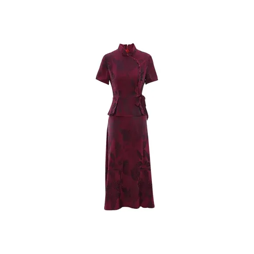 Mapping Cheongsams Women's Red