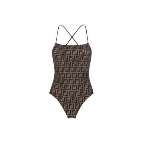 FENDI Pequin Striped One Piece Swimsuit