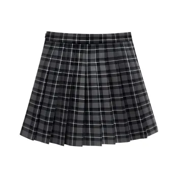 Love To Serve Casual Short Skirts Women's Gray White Plaid