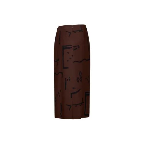 Alysi Graphic Printed Draped Midi Skirt