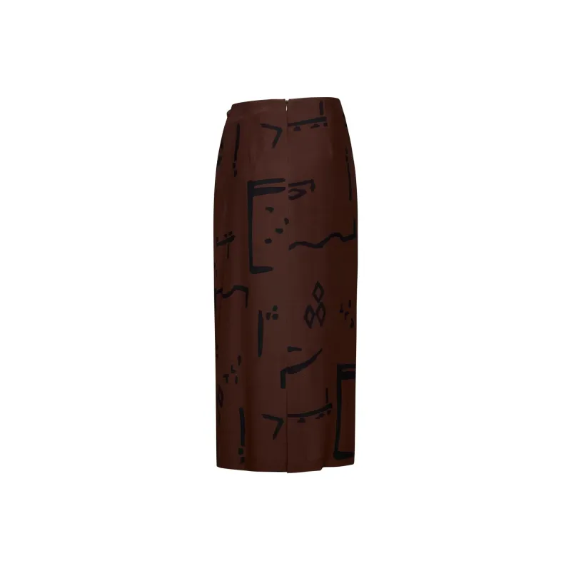 Alysi Graphic Printed Draped Midi Skirt-0