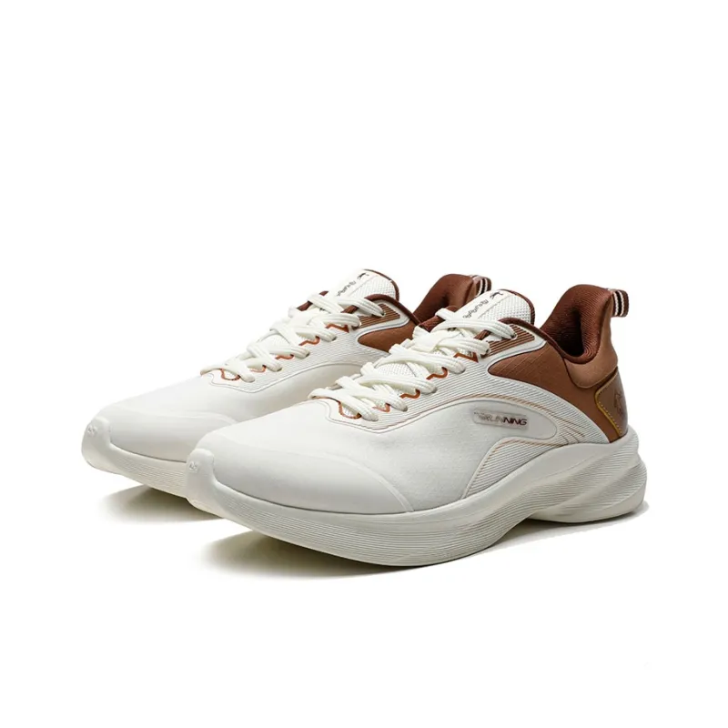 QIAODAN Cushioning, Wear Resistant Low Top Casual Running Shoes Men's White Brown-2