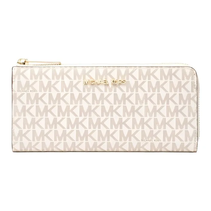 MICHAEL KORS MICHAEL KORS Handbag Collection Jet Set Travel Canvas Clutch Wallet Women's Vanilla White-0