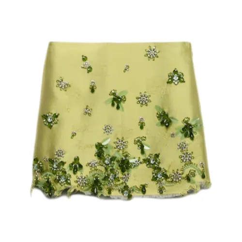 PRADA Embellished Raw Cut Hem Mini Skirt