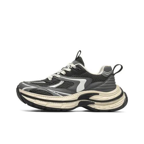FAIRWHALE Height Increasing Low Top Chunky Sneakers Men's Beige Gray