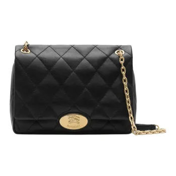Burberry Calfskin Shoulder Bag Medium Size Women's Black