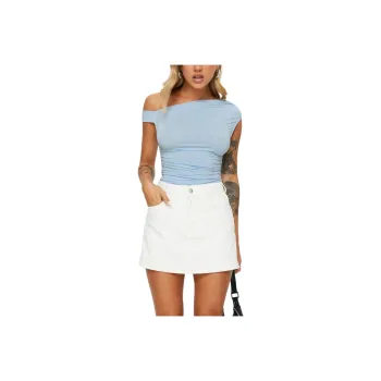 PRINCESS POLLY HEUSTON DENIM SKORT Denim Shorts Women's White/White