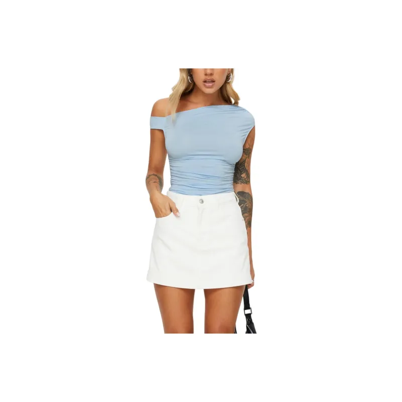 PRINCESS POLLY HEUSTON DENIM SKORT Denim Shorts Women's White/White-0