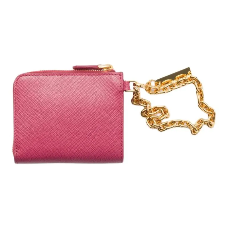 PRADA Saffiano Calfskin Wallet Small Size Women's Pink-2