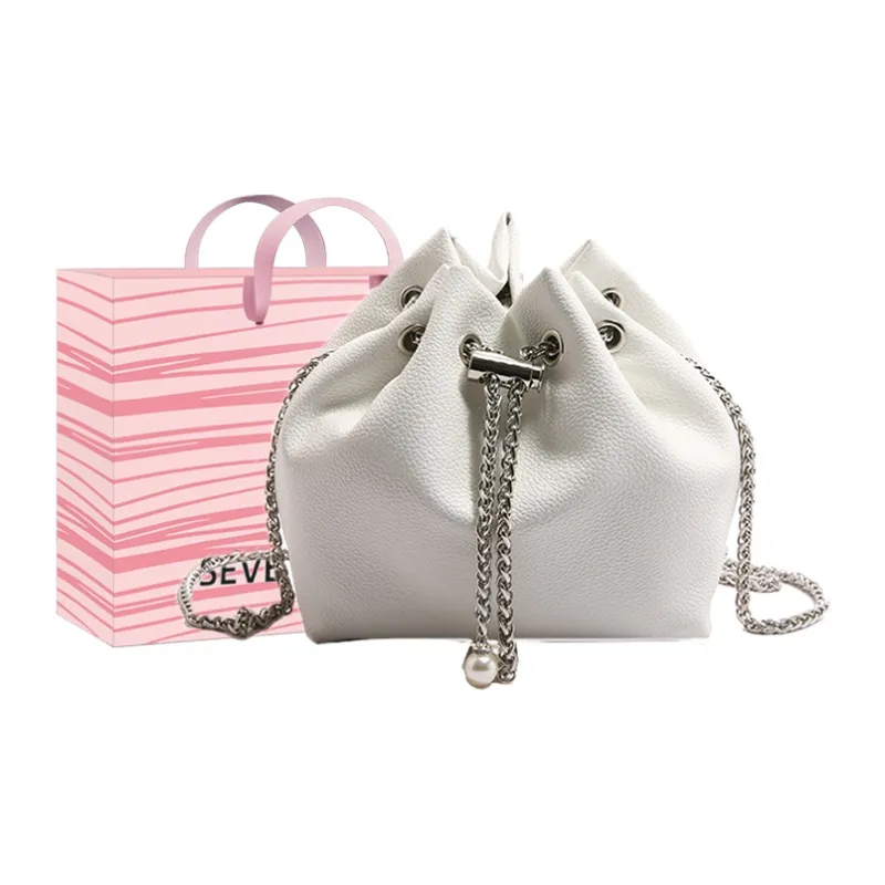 SEVENMOONS PU Bucket Bag, Shoulder Bag Regular Women's White/Black/Pink/Blue-0