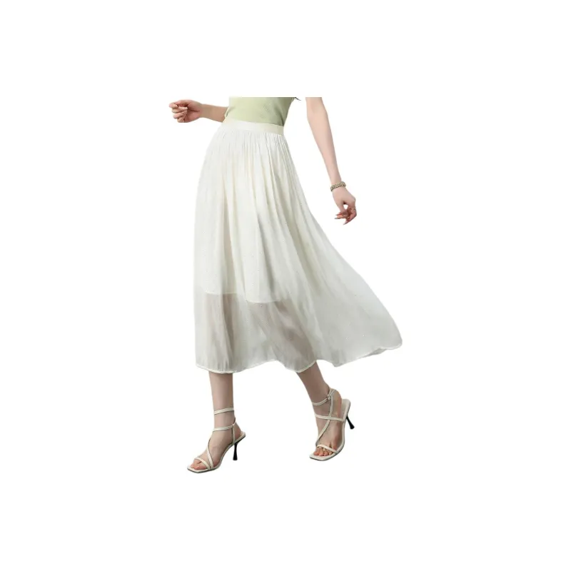 TERRE BLEUE SS24 Casual Long Skirt Women's Apricot-0