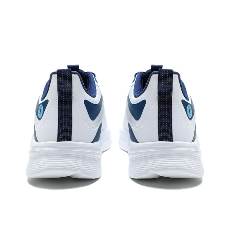 QIAODAN Anti Slip Wear Resistant Low Top Casual Running Shoes Men's White Blue-4