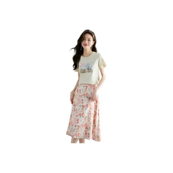 SLLSKY Skirt Set Women's Apricot Ice Cream