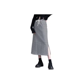 You Cow Me Pants Casual Long Skirts Women's Black White Stripes