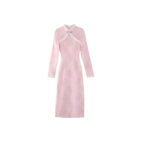 JINYE ORIENTAL Cheongsam Women's Apricot Pink