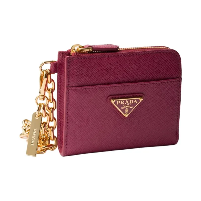 PRADA Saffiano Calfskin Wallet Small Size Women's Pink-1