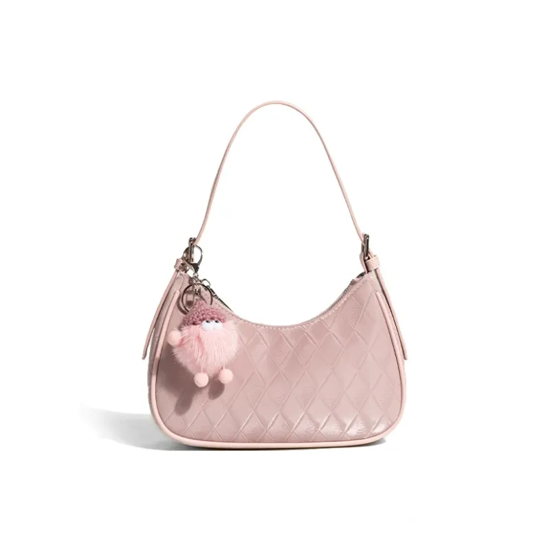 Jade En Plus PU Handbag Medium Size Women's Cream White/Peach Pink/Night Black-5