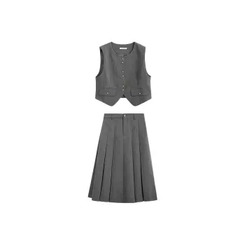 ZIHAN Two Piece Skirt Sets Women's Gray