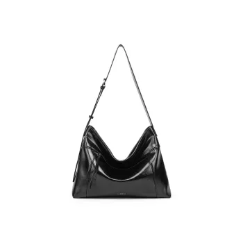 LA FESTIN Split Cow Leather Tote Underarm Shoulder Bag Medium Size Women's Twilight Black