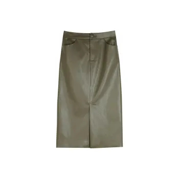 BLUEerror Casual Long Skirts Women's Olive Green
