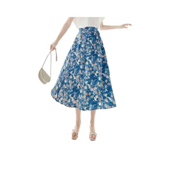 Mo Han Yi Mei Casual Long Skirts Women's Blue