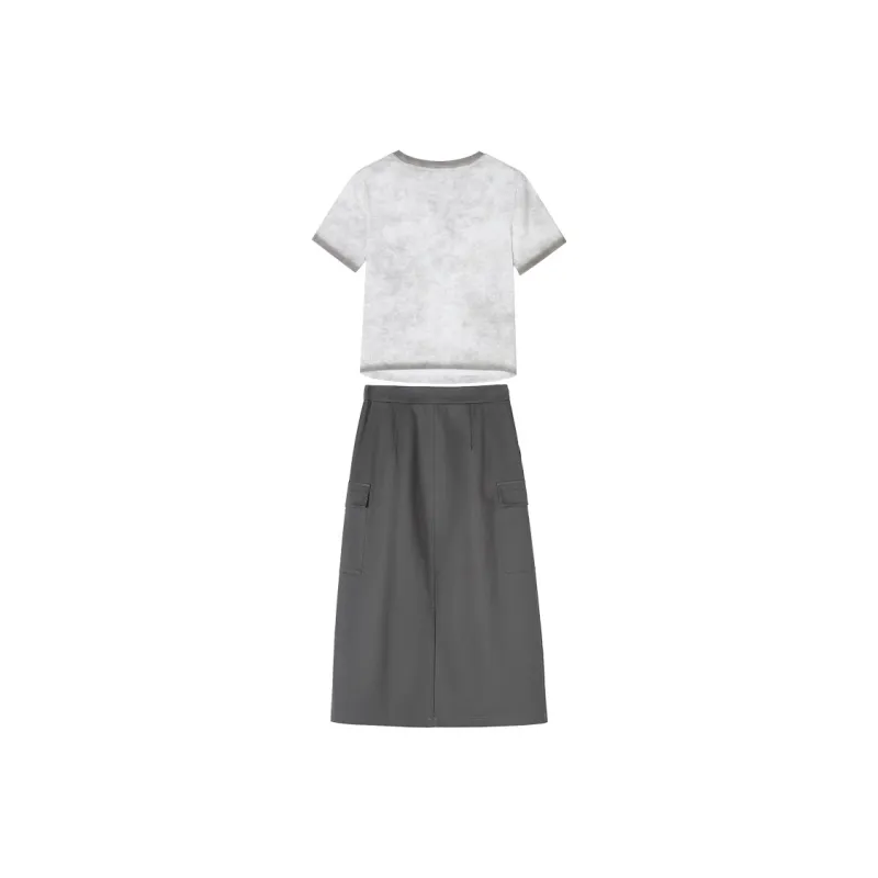XIANGYING Skirt Set Women's Medium Gray-1