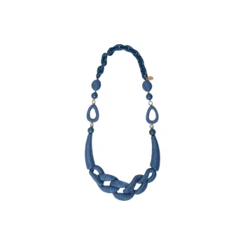 WEEKEND MaxMara Paper, Polyester Resin, Metal, Straw Necklaces Unisex Blue