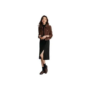 Mo Han Yi Mei Skirt Set Women's Coffee Outer Black Inner