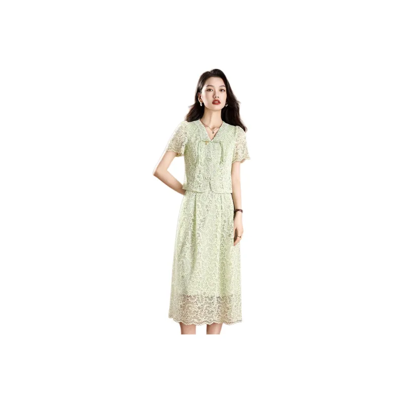 Mylan Two Piece Skirt Sets Women's Green-0