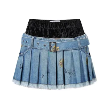 JAC FLEURANT Denim Short Skirts Women's Blue