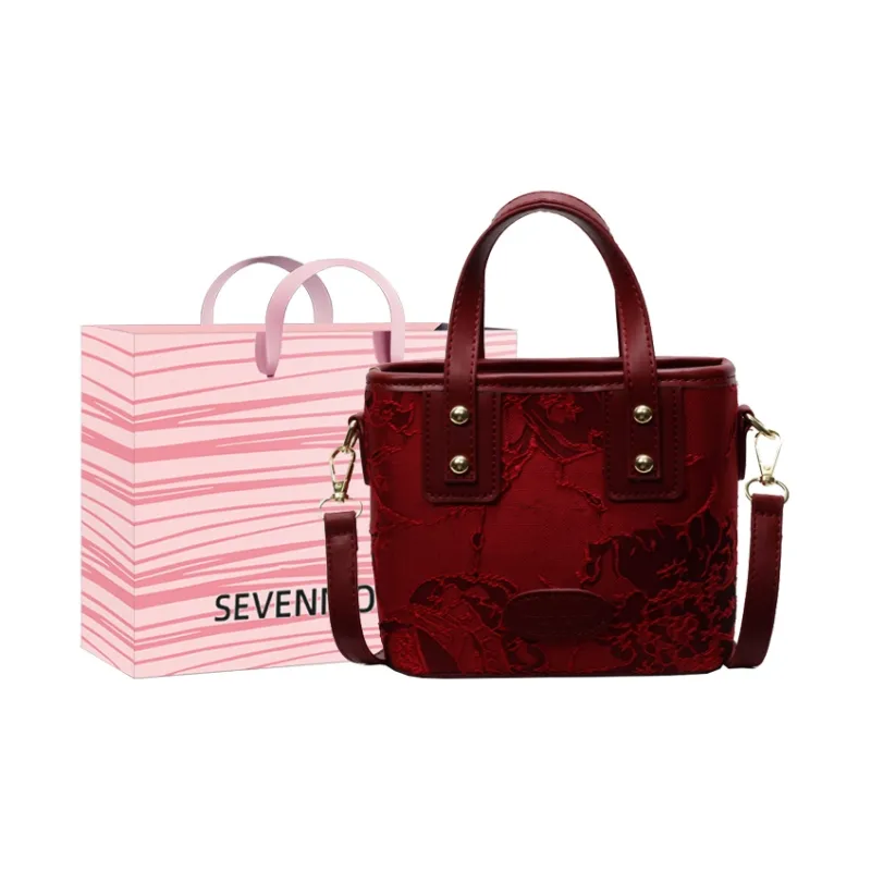 SEVENMOONS Fabric Handbag Women's Joyful Pink/Joyful Red/Heart Red/Burgundy-9